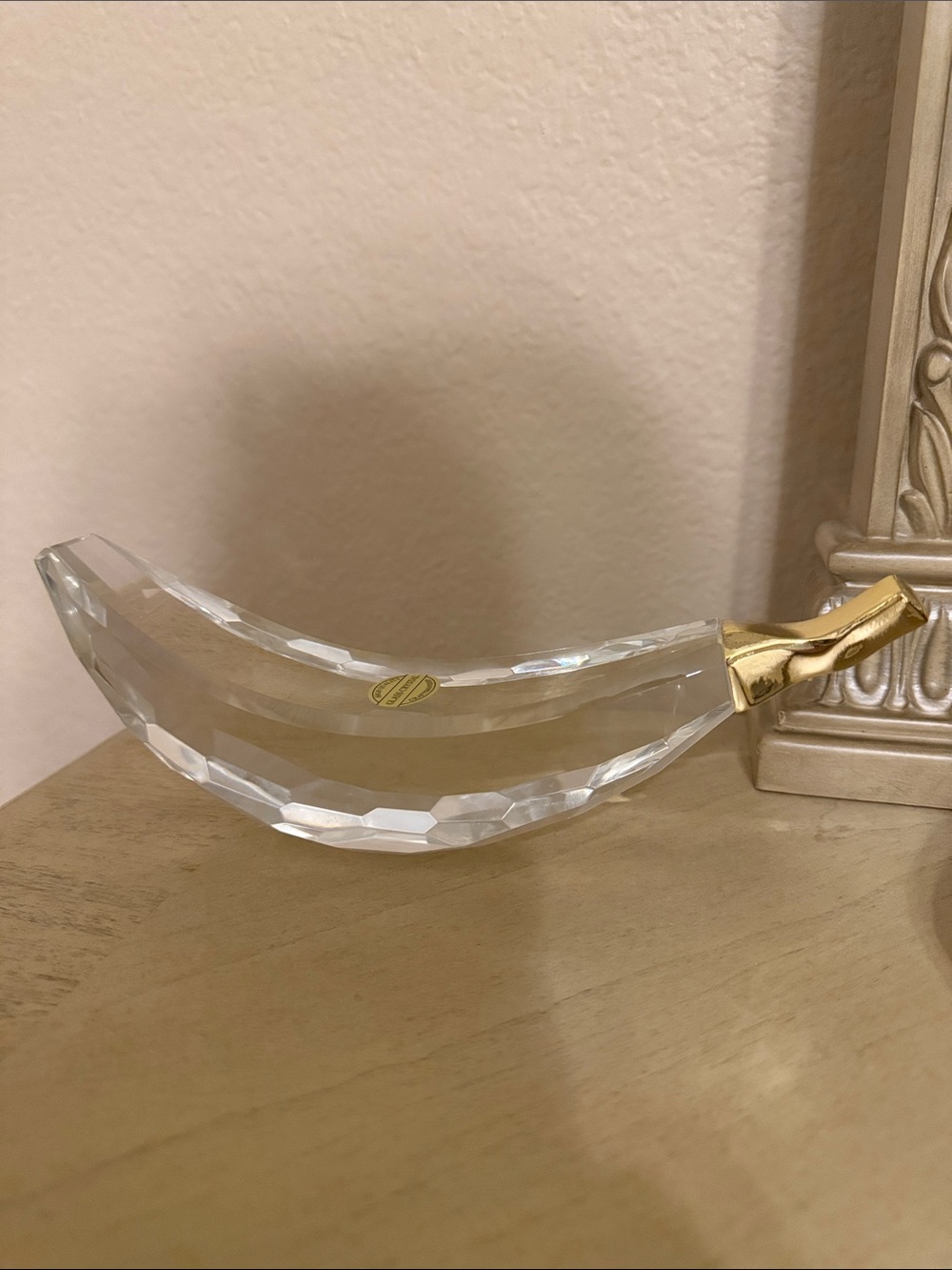 Clear Faceted Crystal Banana Accent with Gold Stem